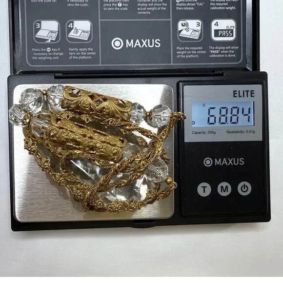 Vintage 1950s Miriam Haskell Baroque Crystal & Filigree Pendant Necklace - Picture 7 of 9